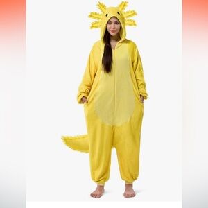 •NEW Adult Onesie Axolotl Costume Pajamas Unisex Cosplay Animal Sleepwear M